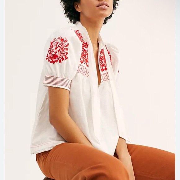 Free People Tops - Free People Dreaming About You
Embroidered Top Ivory Combo Size Large